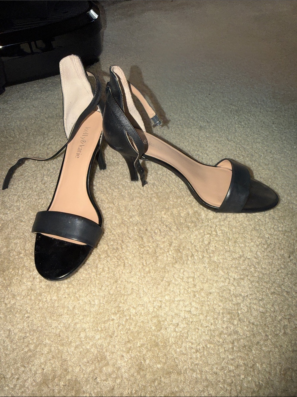 Kelly & Katie Black Open-Toe Ankle-Strap Heels